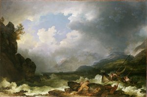 嵐の中のベルアイルウィンダミア 作： Philippe Jacques de Loutherbourg